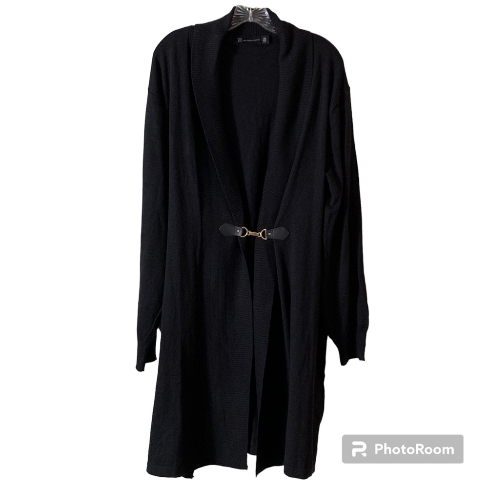 NY&C New York and Co Black Longline Cardigan with Closure Collared size XXL